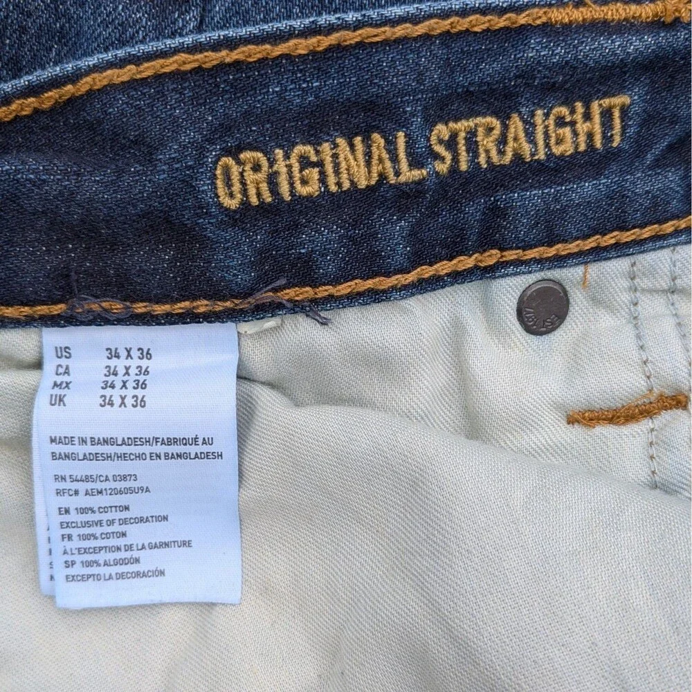 American Eagle Original Straight Airflex+ Jeans Men's 32x36 Denim StreetWear